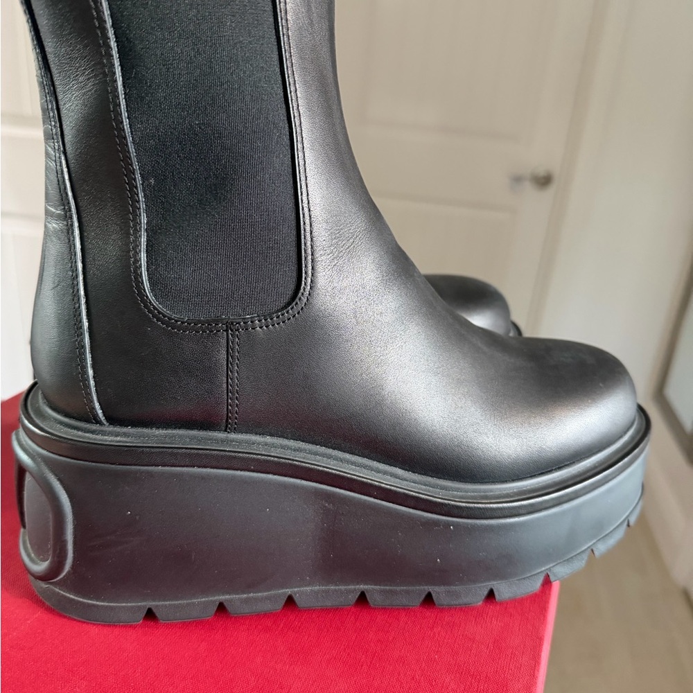Valentino Black Platform VLOGO Leather Boots